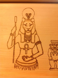 Sekhmet getting some color.  Her jewelry too.